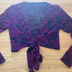 mesh burnout velvet 90’s whimsigoth fairy grunge romantic cropped tie cardigan